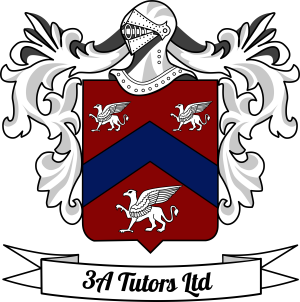 3A Tutors Ltd crest featuring a red shield with griffins and a knight’s helmet
