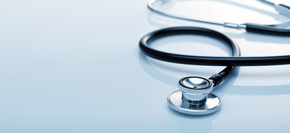 Still image of a doctors stethoscope. 