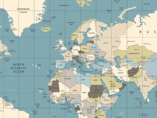 A map of the world.