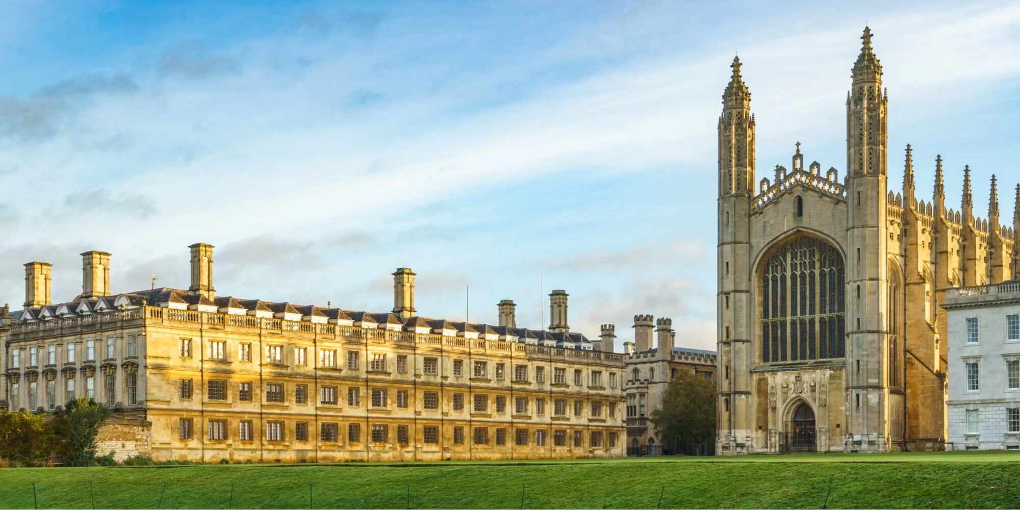 A photograph of an area of the historic Cambridge University campus on a sunny day.